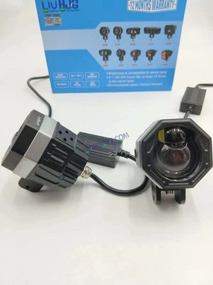 HJG 125 P49 Original Fog Light Hexagon Dual Lens 120W Foglight New Model with Power Adaptor Foglight Ultra Wide Dual Intensity LED Driving Fog Lights White/Yellow (2*60W = 120W Total) Universal For All Cars & Bikes