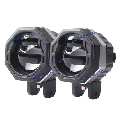 HJG 125 P49 Original Fog Light Hexagon Dual Lens 120W Foglight New Model with Power Adaptor Foglight Ultra Wide Dual Intensity LED Driving Fog Lights White/Yellow (2*60W = 120W Total) Universal For All Cars & Bikes