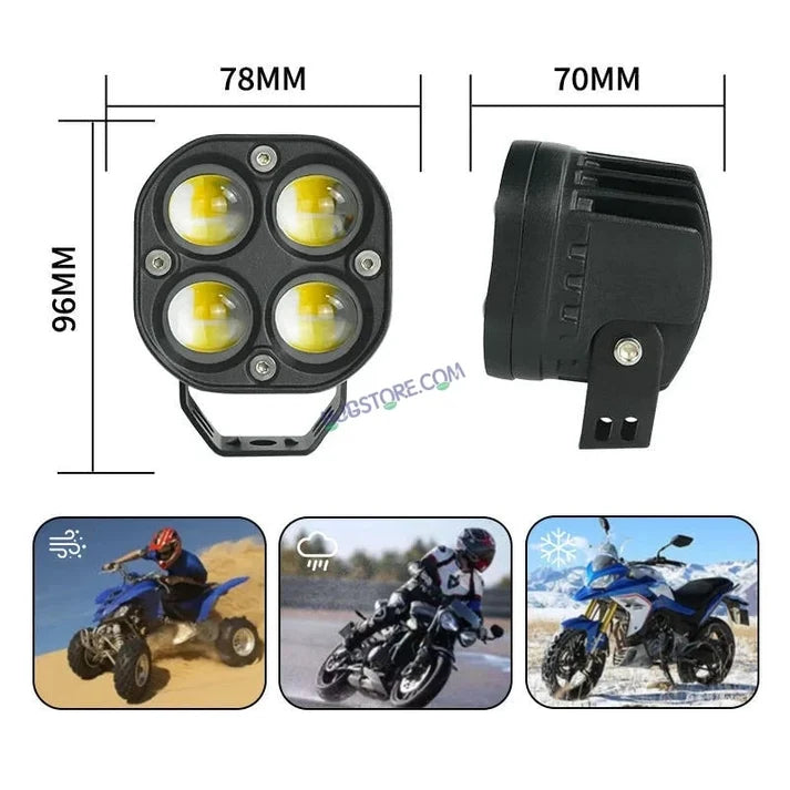 HJG 4x4 Projector Lens 80W LED Fog Light with Wiring Harness Kit – Future Eyes Style Dual Color White & Yellow with Flash Modes, High Power Driving Fog Lamp for Car, Bike, SUV, Jeep & Thar – Pack of 2