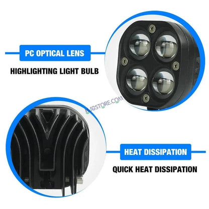 HJG 4x4 Projector Lens 80W LED Fog Light with Wiring Harness Kit – Future Eyes Style Dual Color White & Yellow with Flash Modes, High Power Driving Fog Lamp for Car, Bike, SUV, Jeep & Thar – Pack of 2