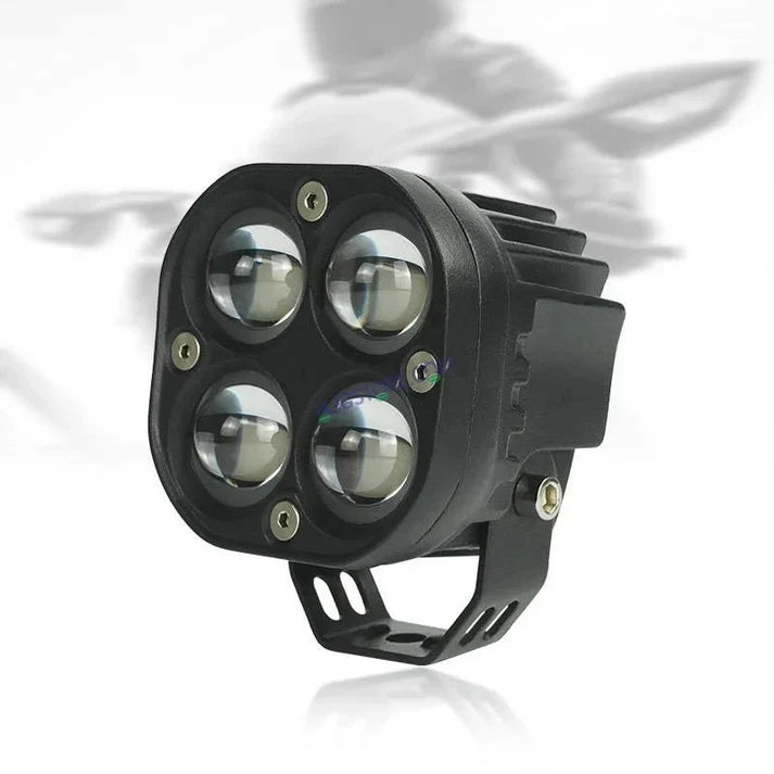 HJG 4x4 Projector Lens 80W LED Fog Light with Wiring Harness Kit – Future Eyes Style Dual Color White & Yellow with Flash Modes, High Power Driving Fog Lamp for Car, Bike, SUV, Jeep & Thar – Pack of 2