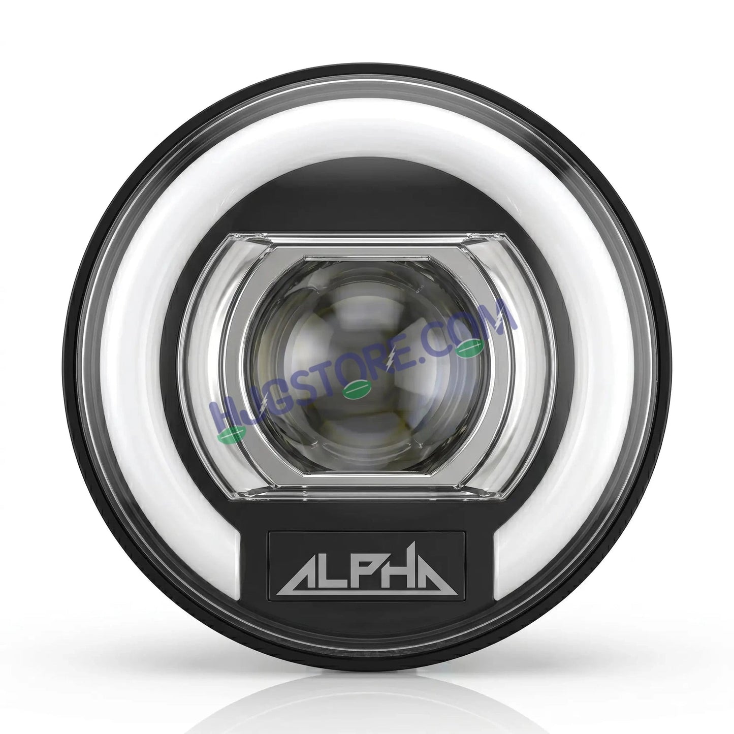 HJG C-325 Alpha 7 Inch 128W LED Projector Headlight with Ultra Wide Halo Ring & White DRL | CREE/Osram Chip | For Royal Enfield, Jeep, Thar, Gypsy