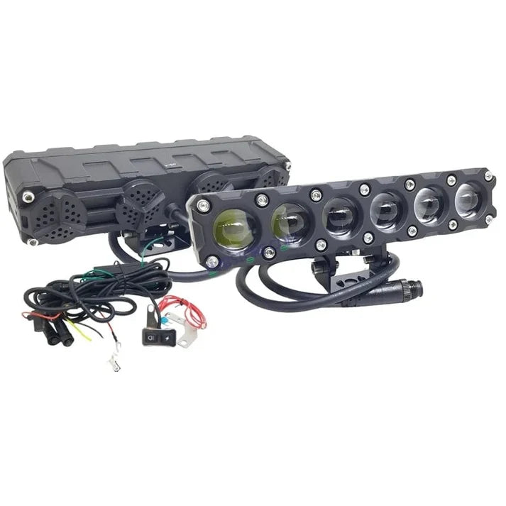 HJG Future Eyes 6 Lens 180W LED Mega Drive Fog Light with Remote & Wiring Harness Kit – Heavy Duty High Power Cool White Driving Lamp (90W × 2), Universal Fit for Bike, Car, Mahindra Thar & Jeep – Pack of 2