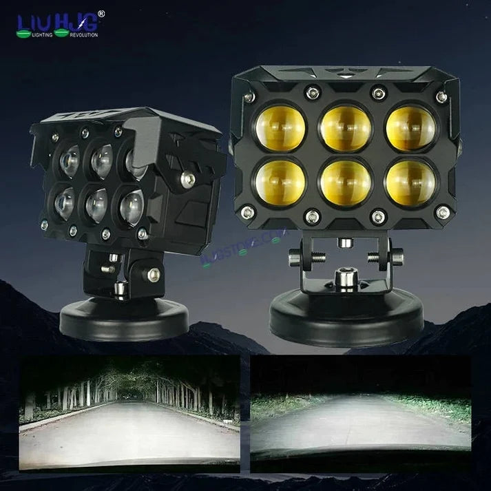 HJG Future Eyes 6x6 Box 180W LED Mega Drive Fog Light with Wiring Harness Kit – Heavy Duty High Power Cool White Driving Lamp (90W × 2), Universal Fit for Bike, Car, Mahindra Thar & Jeep – Pack of 2
