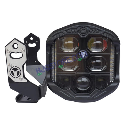 HJG GodsEye 5 Lens Original 120W LED Off-Road Driving Light – 7 Inch White & Red Dual Color Spot & Fog Lamp for Bike, Car, SUV, Jeep, Mahindra Thar & Truck – Pack of 1