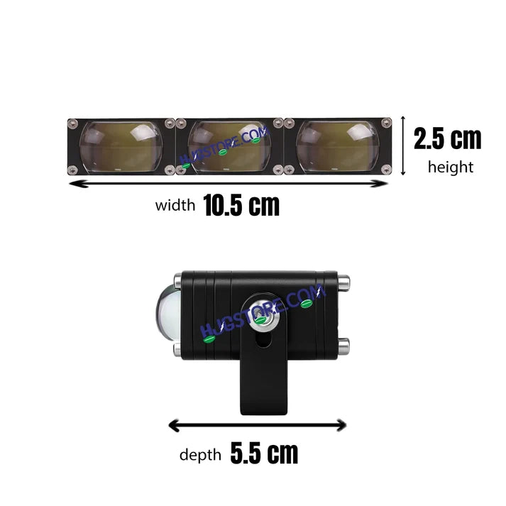 HJG Original Waymaker 3 LED Version 4 Slim Drive Fog Light – Dual Color Mini Driving Lamp with Red Devil Eye & CANBUS Wiring Harness for Cars, Bikes & Motorcycles – Pack of 2