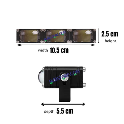 HJG Original Waymaker 3 LED Version 4 Slim Drive Fog Light – Dual Color Mini Driving Lamp with Red Devil Eye & CANBUS Wiring Harness for Cars, Bikes & Motorcycles – Pack of 2