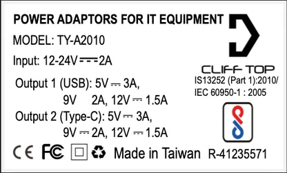 Handlebar Mounted 36W PD USB-C + QC 3.0 (Plastic) - Cliff Top