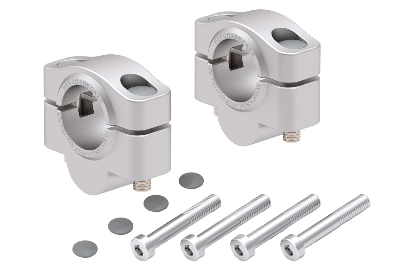 Handlebar Riser - 20mm Up (4230-F22AS)  Silver - Hepco Becker - 4230-F22AS-20-0-SL