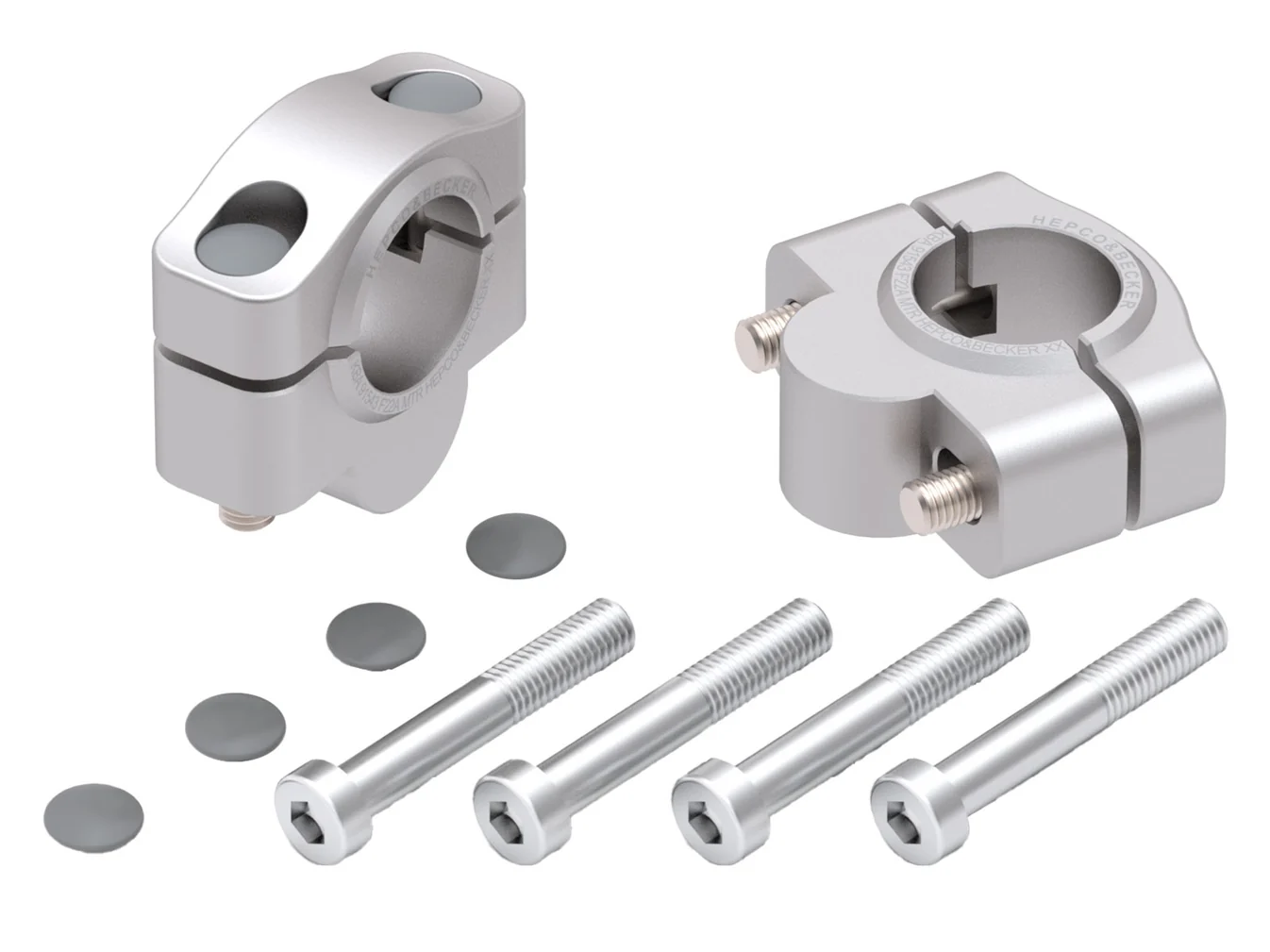 Handlebar Riser - 20mm Up (4230-F22AS)  Silver - Hepco Becker - 4230-F22AS-20-0-SL 