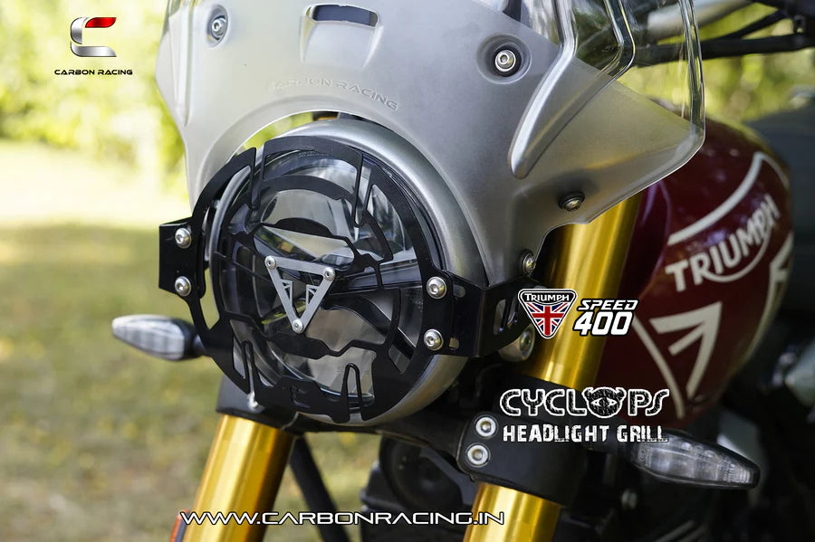 CYCLOPS Headlight Protector / Headlight Grill for Triumph Speed 400 - Aluminium - Carbon Racing