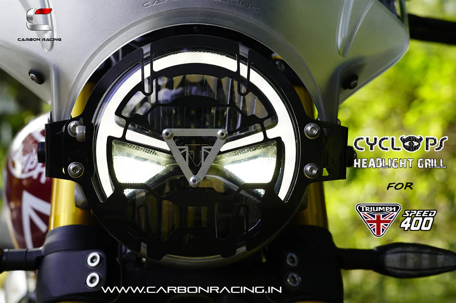 CYCLOPS Headlight Protector / Headlight Grill for Triumph Speed 400 - Aluminium - Carbon Racing