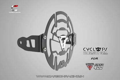 CYCLOPS Headlight Protector / Headlight Grill for Triumph Speed 400 - Aluminium - Carbon Racing