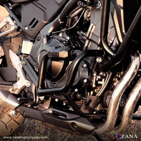 ZANA Upper Fairing Guard and Lower Engine Guard Combo For Honda NX500 ( With Slider ,Black , Mild Steel ) ZI-8467 + ZI-8468 - Riders Junction