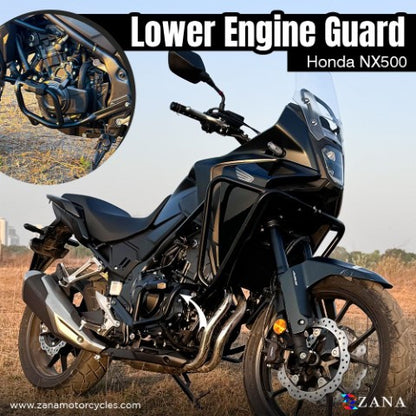 ZANA Upper Fairing Guard and Lower Engine Guard Combo For Honda NX500 ( With Slider ,Black , Mild Steel ) ZI-8467 + ZI-8468 - Riders Junction