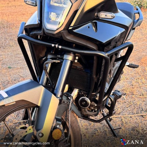 ZANA Upper Fairing Guard and Lower Engine Guard Combo For Honda NX500 ( With Slider ,Black , Mild Steel ) ZI-8467 + ZI-8468 - Riders Junction