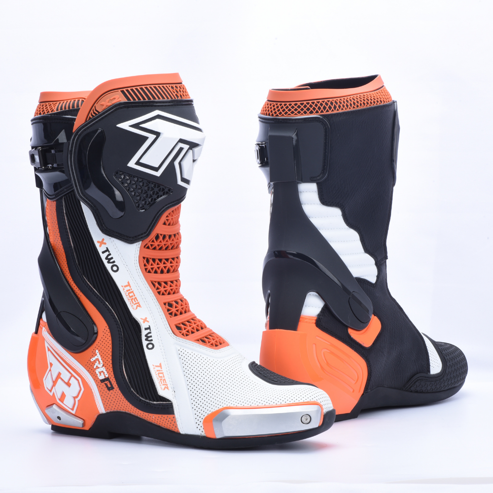 Tiger Racing X2 Racing Boots - White / Orange