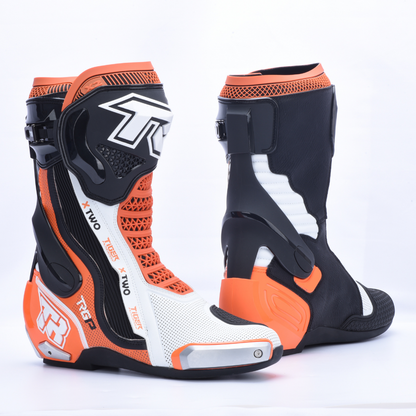 Tiger Racing X2 Racing Boots - White / Orange