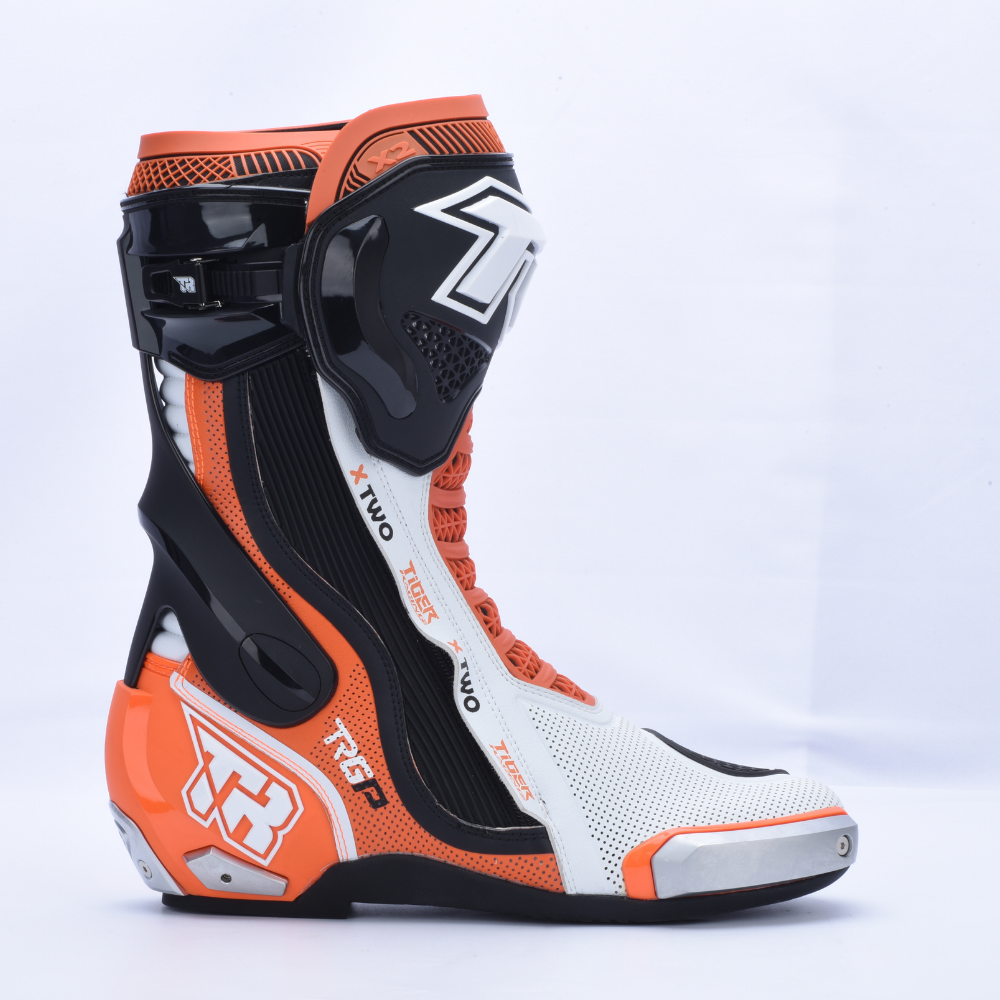 Tiger Racing X2 Racing Boots - White / Orange