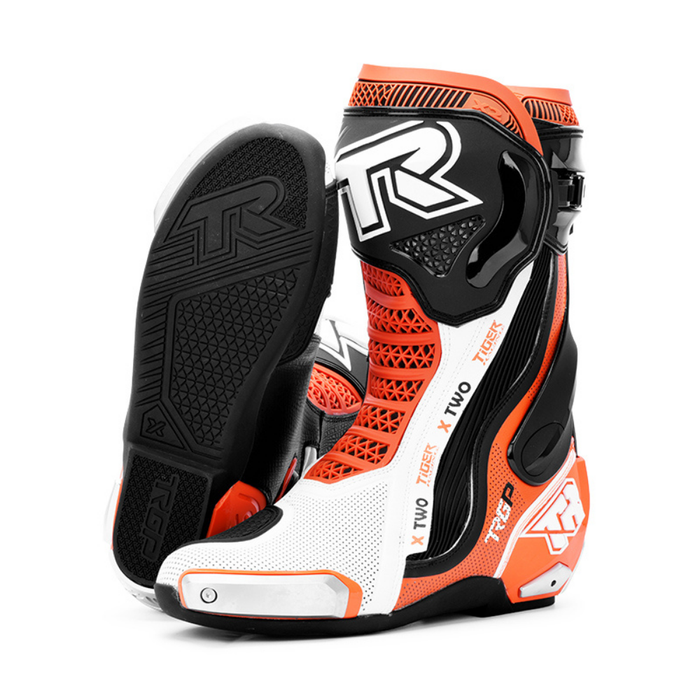 Tiger Racing X2 Racing Boots - White / Orange