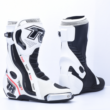 Tiger Racing X2 Racing Boots - White / Black