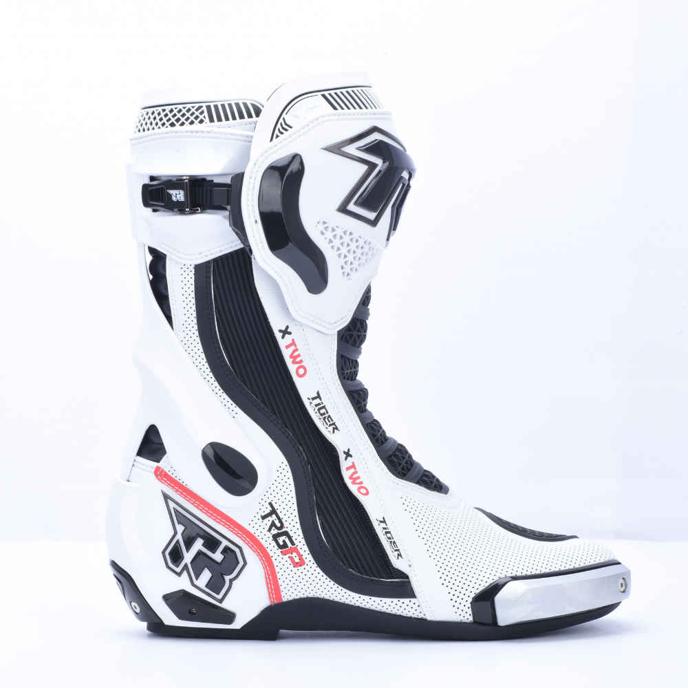 Tiger Racing X2 Racing Boots - White / Black