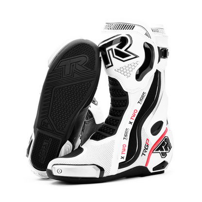 Tiger Racing X2 Racing Boots - White / Black