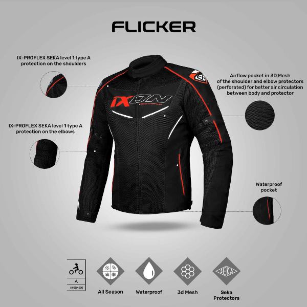 IXON Flicker Jacket - BlackWhiteRed