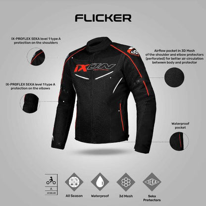 IXON Flicker Jacket - BlackWhiteRed