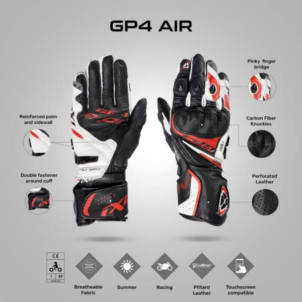 IXON GP4 AIR Gloves - BlackWhiteRed