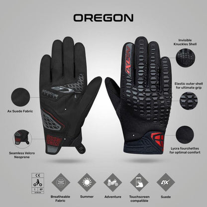 IXON Oregon Gloves Black/Bright Red - 7121003073