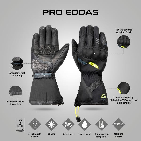 IXON Pro Eddas Gloves -BlackBright Yellow
