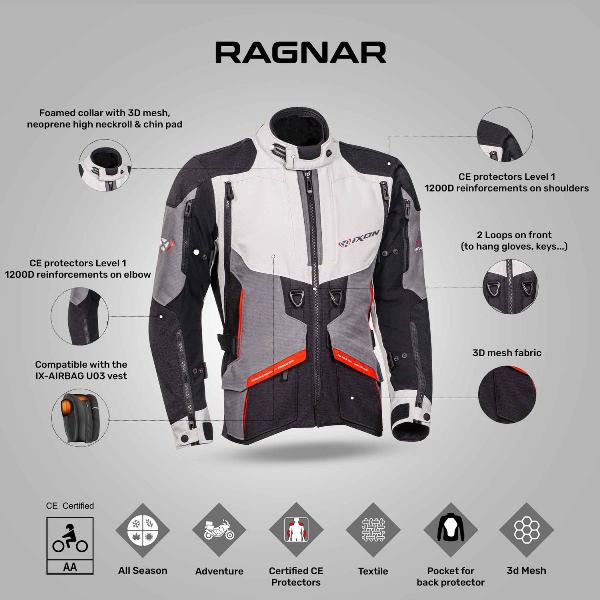 IXON Ragnar Jacket - BlackGreyRed