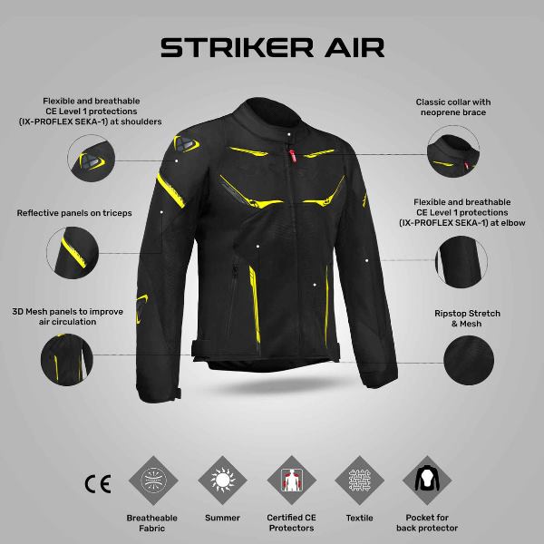 IXON Striker Air Jacket - BlackAnthraciteYellow