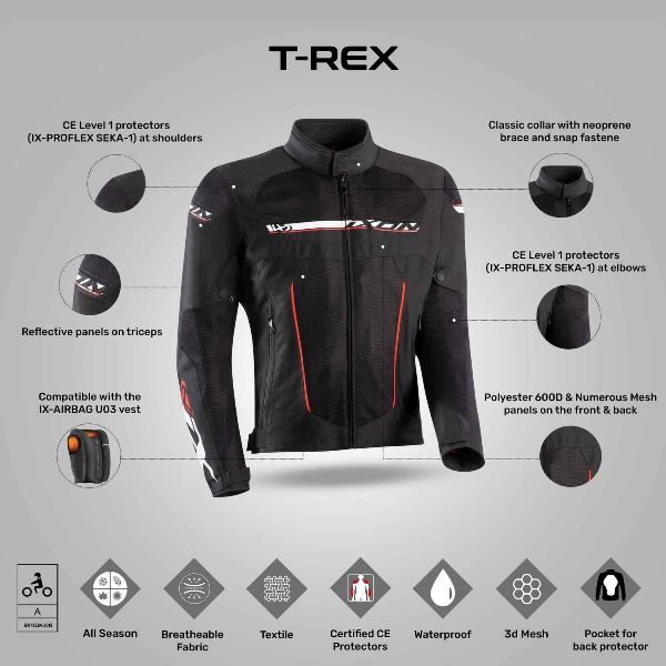 IXON T-Rex Jacket - Black/Grey/White