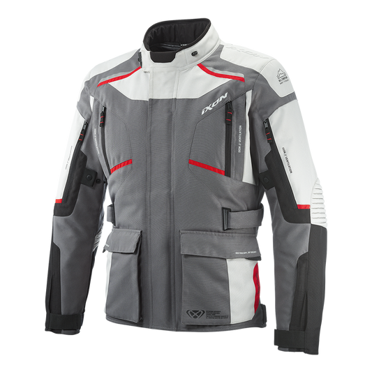 Ixon Midgard All Season Motorcycle Touring Jacket (Grey/Black/Red)