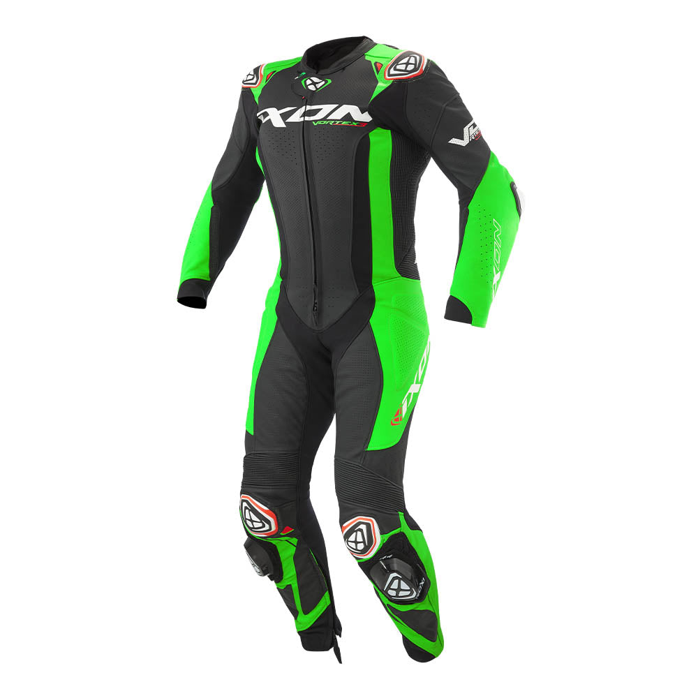 Ixon Vortex 3 CE Certified Class AAA Leather Racing Suit - Black-Green
