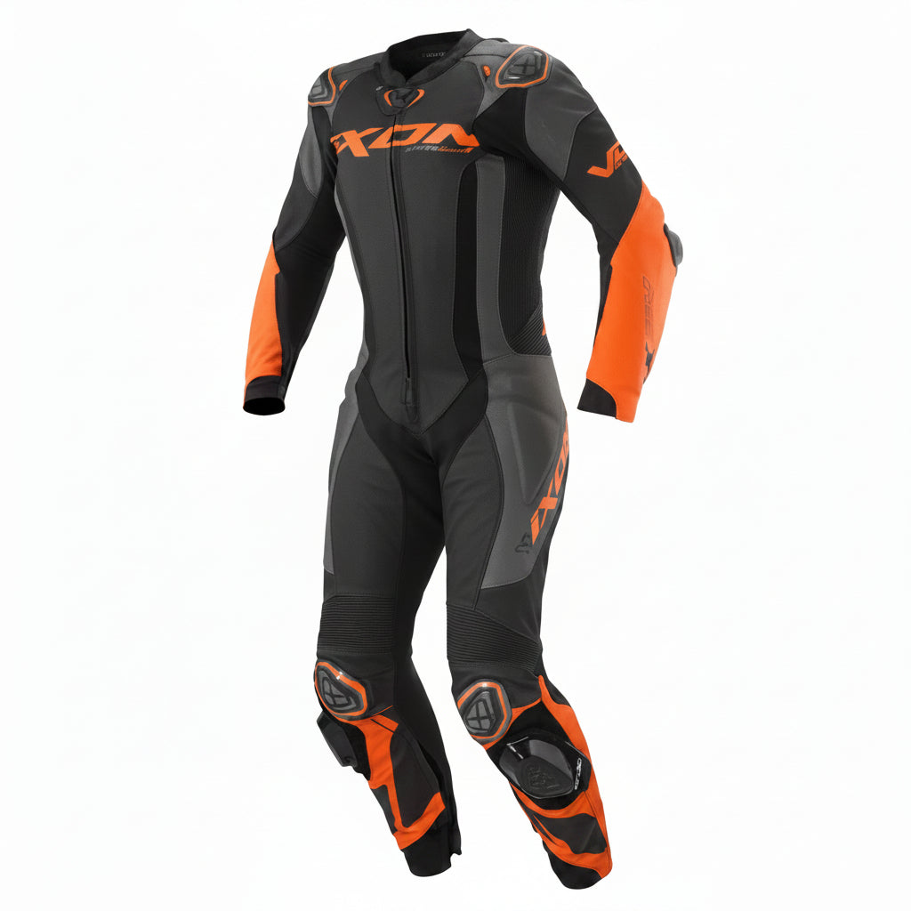 Ixon Vortex 3 CE Certified Class AAA Leather Racing Suit - BlackAnthraciteOrange