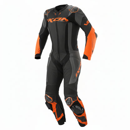 Ixon Vortex 3 CE Certified Class AAA Leather Racing Suit - BlackAnthraciteOrange