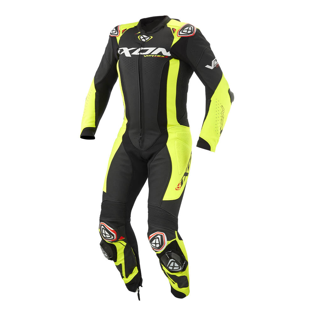 Ixon Vortex 3 CE Certified Class AAA Leather Racing Suit - BlackBright-Yellow