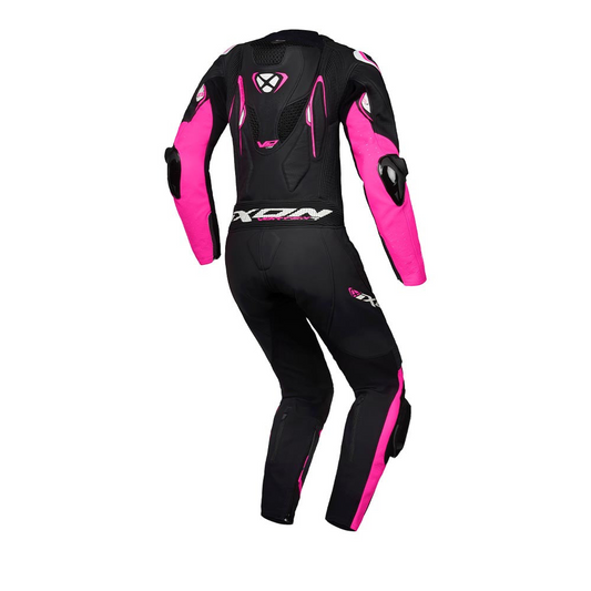Ixon Vortex 3 CE Certified Class AAA Women's Leather Racing Suit (Black/Pink/White)