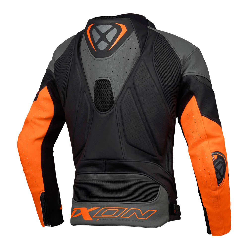 Ixon Vortex 3 Leather Racing Jacket (Black/Anthracite/Orange)