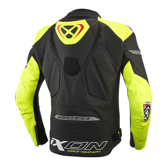 Ixon Vortex 3 Leather Racing Jacket (Black/Bright Yellow )