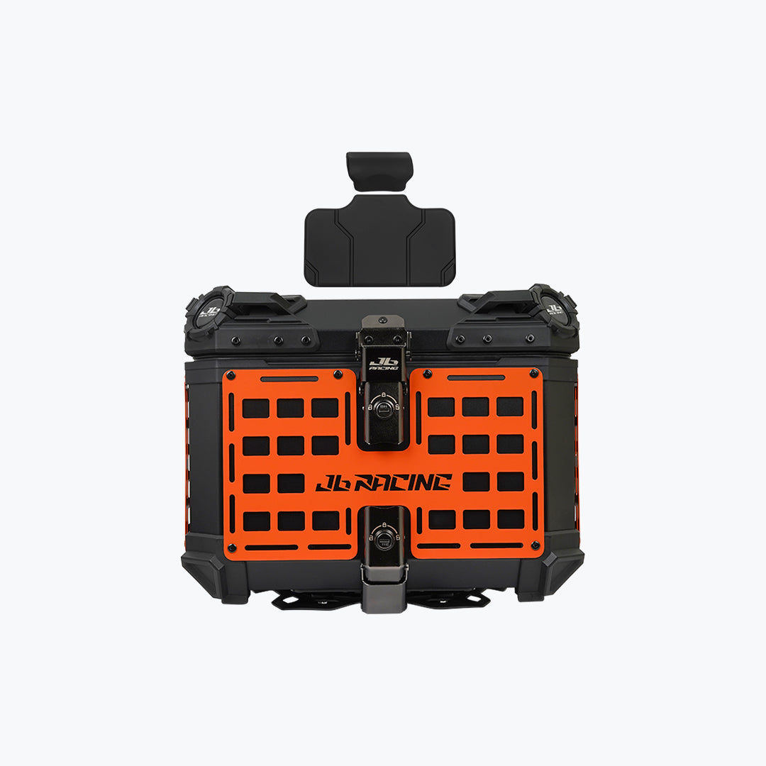 JB Racing Top Box 45L Orange Fence V1.0 Premium Black With Backrest Pad (TOP25303)