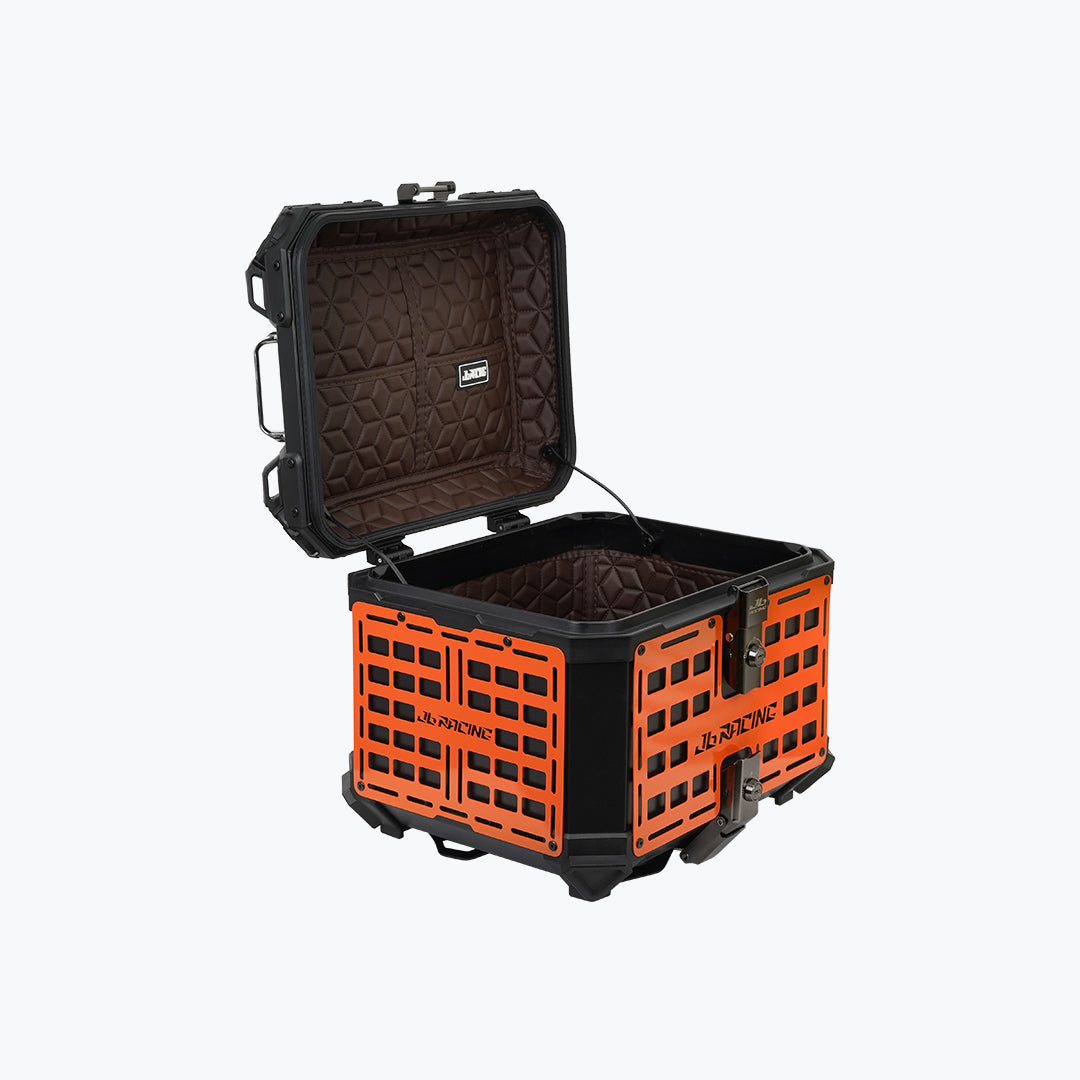 JB Racing Top Box 45L Orange Fence V1.0 Premium Black With Backrest Pad (TOP25303)