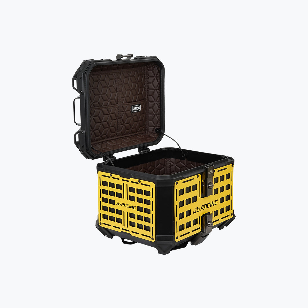 JB Racing Top Box 45L Yellow Fence V1.0 Premium Black With Backrest Pad (TOP25302)