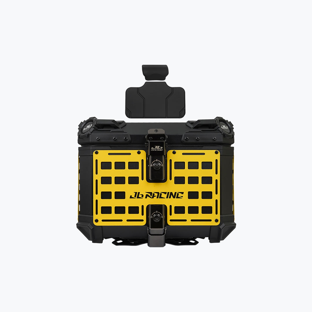JB Racing Top Box 45L Yellow Fence V1.0 Premium Black With Backrest Pad (TOP25302)