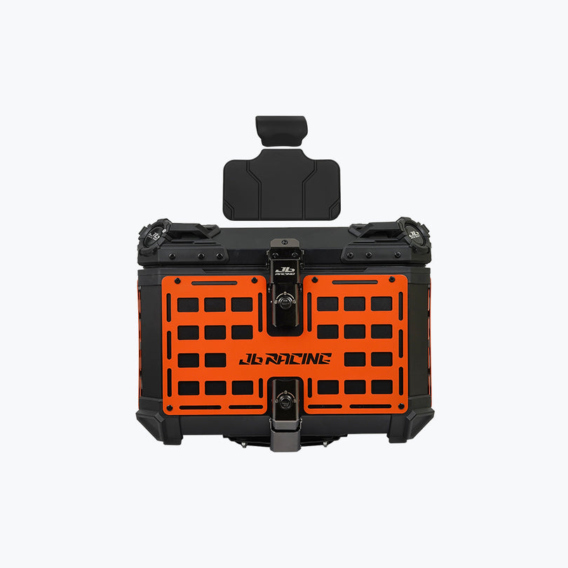 JB Racing Top Box 55L Orange Fence V1.0 Premium Black With Backrest Pad (TOP25309)