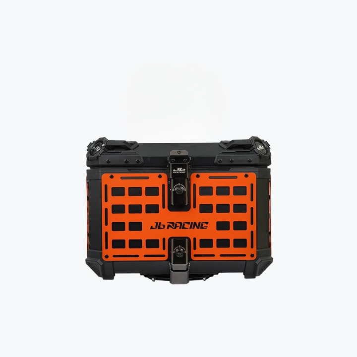JB Racing Top Box 55L Orange Fence V1.0 Premium Black With Backrest Pad (TOP25309)