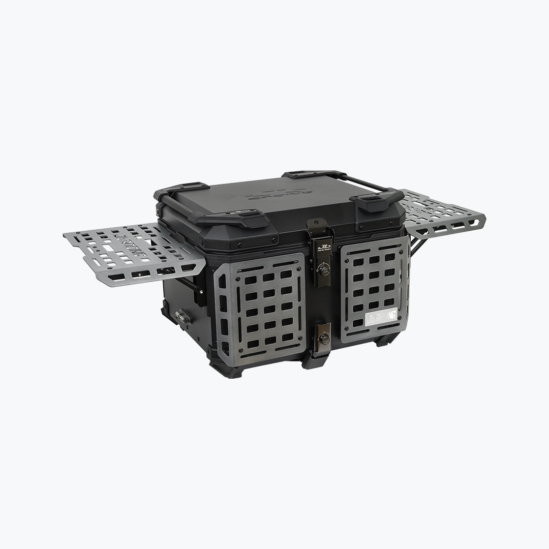JB Racing Top Box 55L Titanium Fence V2.0 Premium Black with Backrest Pad (TOP25311)